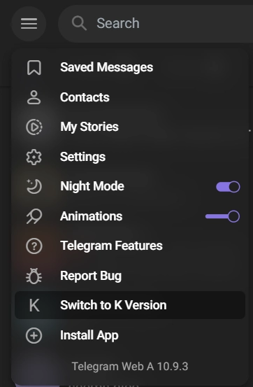 Switch to different Web UI version to fix connectivity issues in Telegram Web