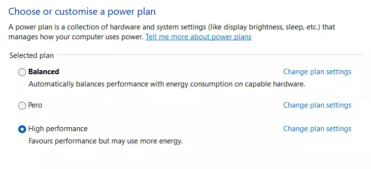Power Plans on Control Panel