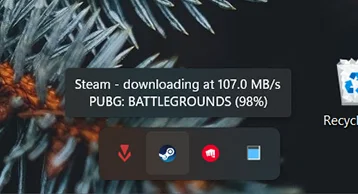 Hover over Steam Tray Icon to check speed