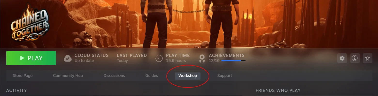 Steps to open Steam Workshop for Chained Together