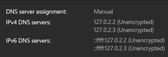DNS settings when VPN is connected