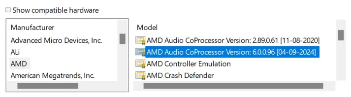 AMD Audio CoProcessor in Device Manager