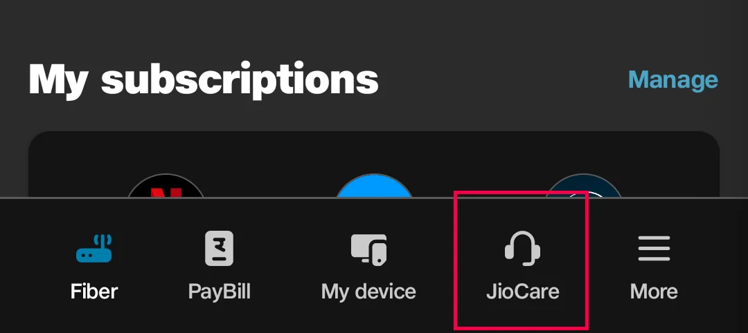 Click on JioCare in MyJio app