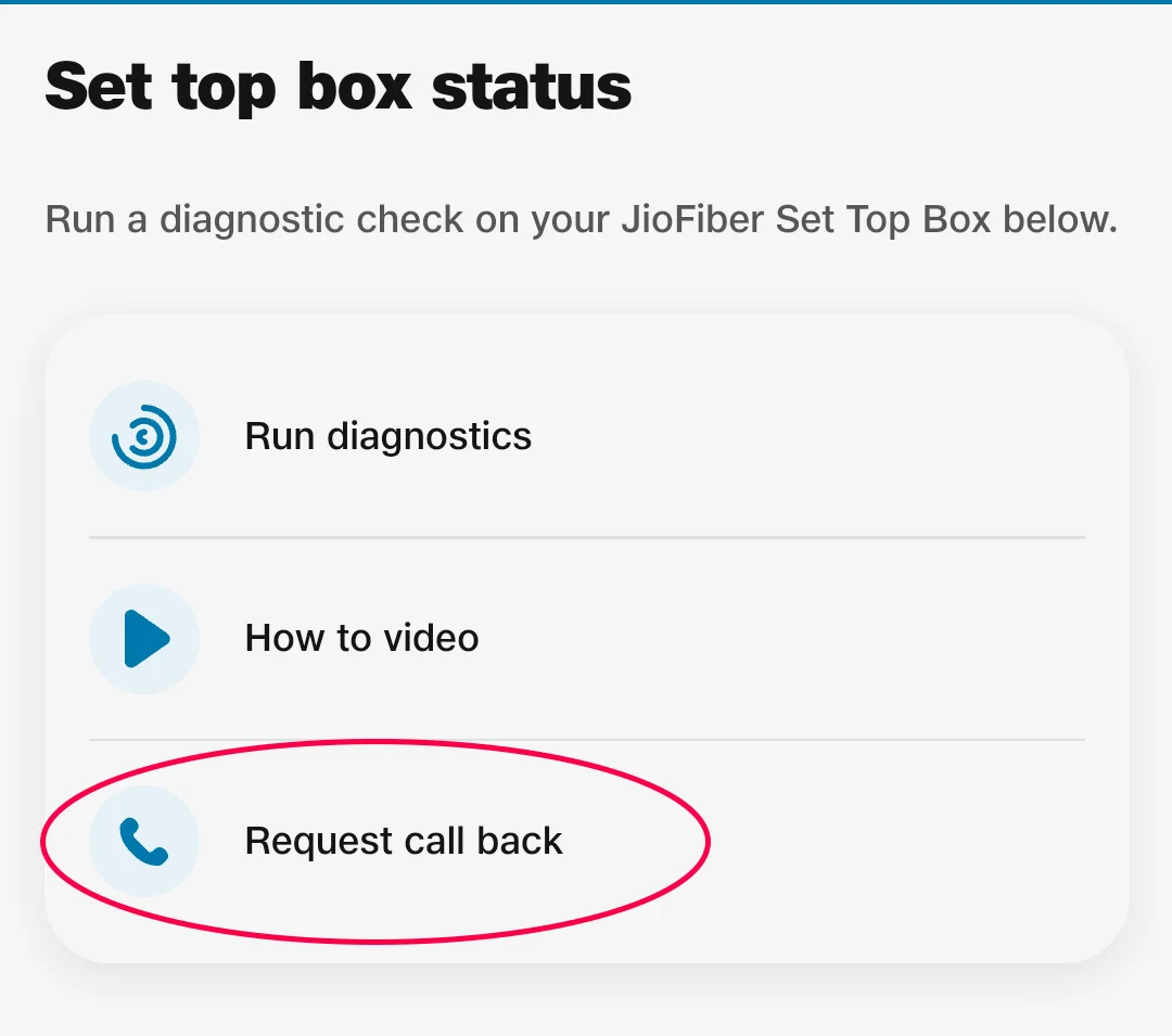 Click on request call back to raise service request quickly