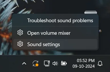 Open Sound Settings